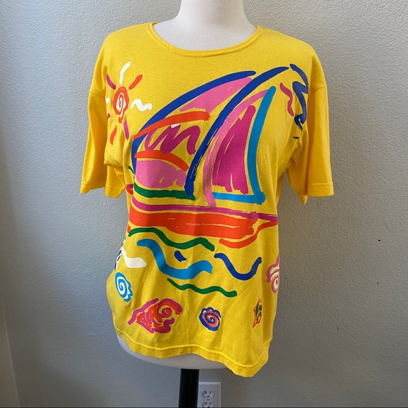 Vintage magic memories yellow paint stroke tee M - Picture 1 of 5